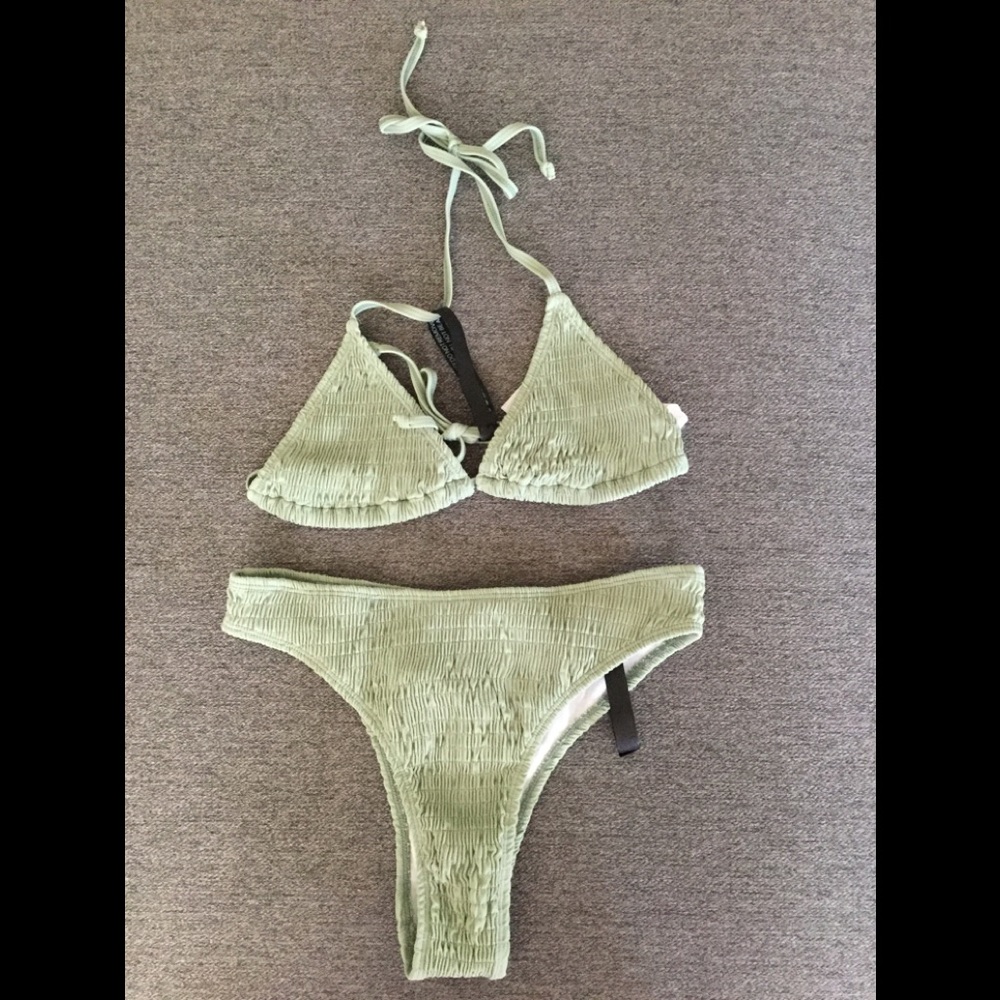 Boohoo Shirred Triangle bikini set